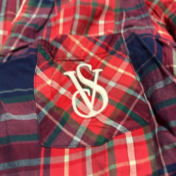 Victoria Secret plaid pajama set button up shirt and pants Small - Picture 2 of 6